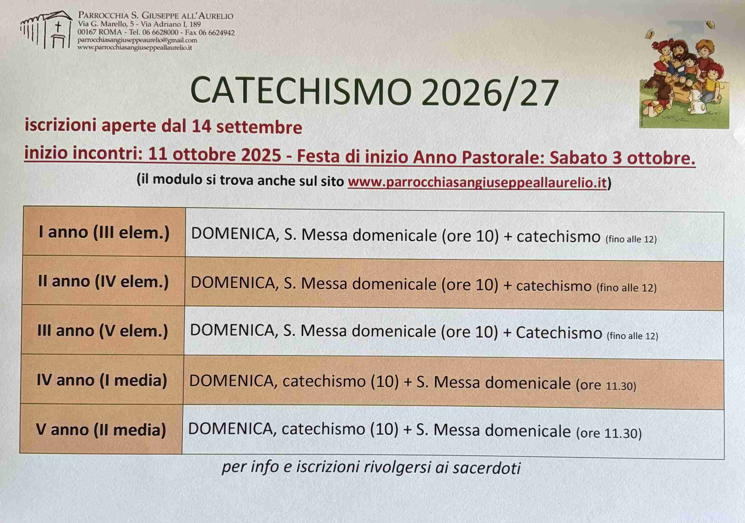 Da lunedì 14 settembre iniziamo le iscrizioni del catechismo per i bambini e ragazzi.